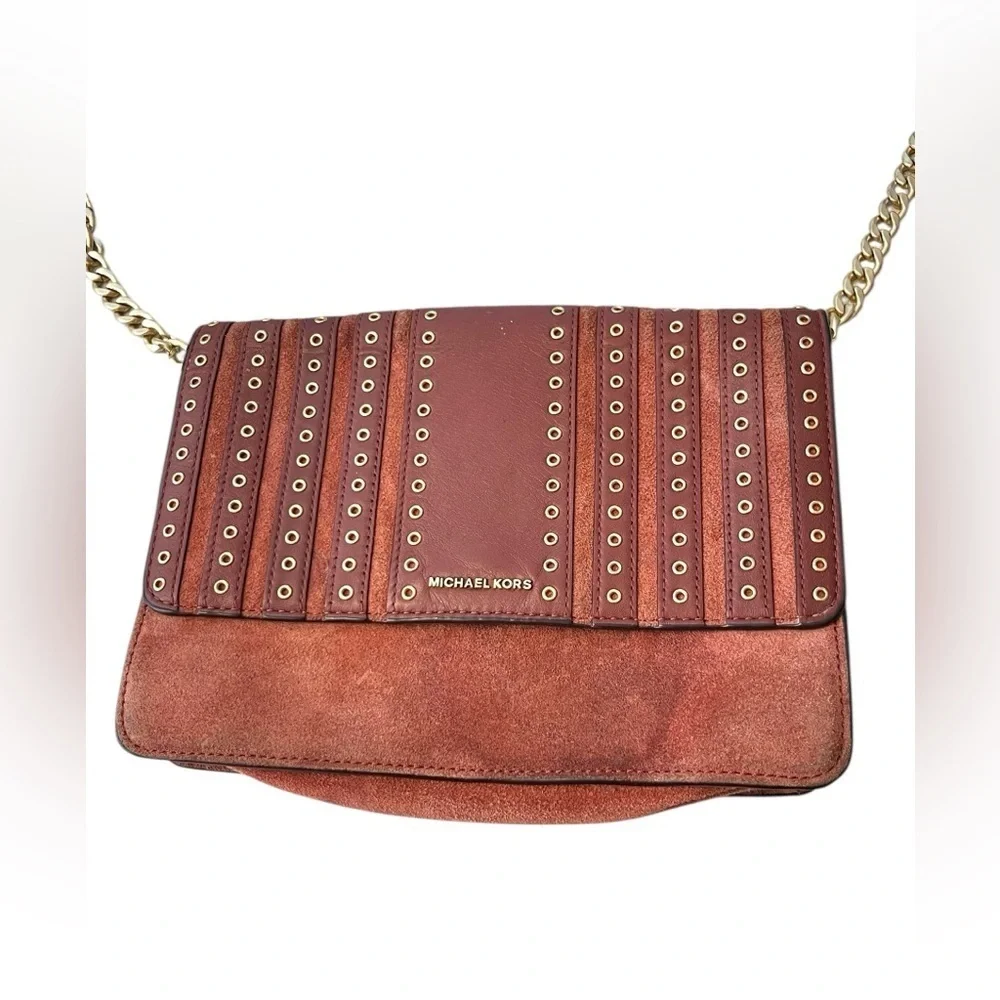 Michael Kors Brooklyn Grommet Crossbody Bag in Leather and Suede